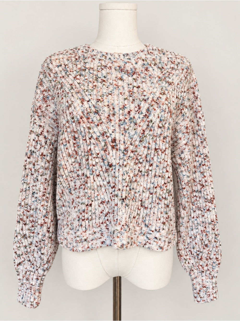 Altar’d State Chenille Sweater Small Multicolor Speckled Cozy Ribbed Knit Boho